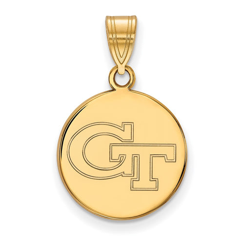 10k Gold LogoArt Georgia Institute of Technology G-T Medium Disc Pendant