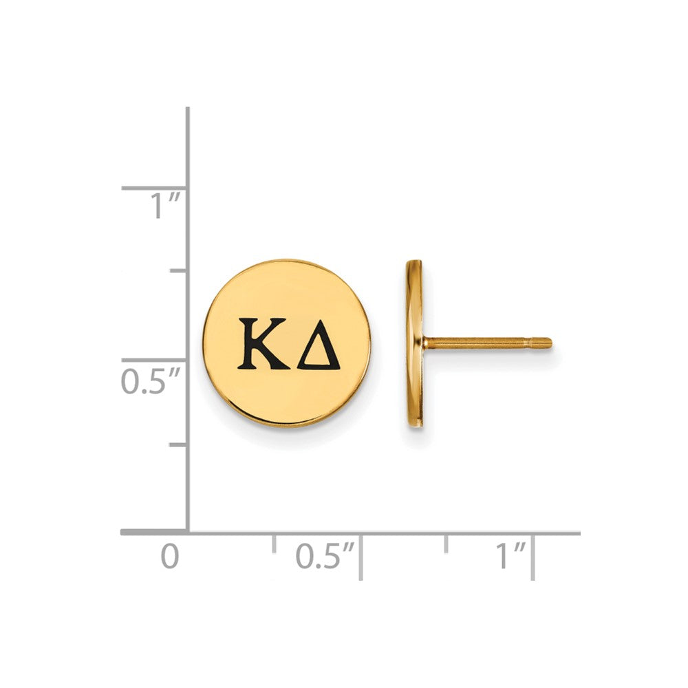 Sterling Silver Gold-plated LogoArt Kappa Delta Sorority Greek Letters Black Enamel Post Earrings