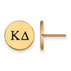 Sterling Silver Gold-plated LogoArt Kappa Delta Sorority Greek Letters Black Enamel Post Earrings