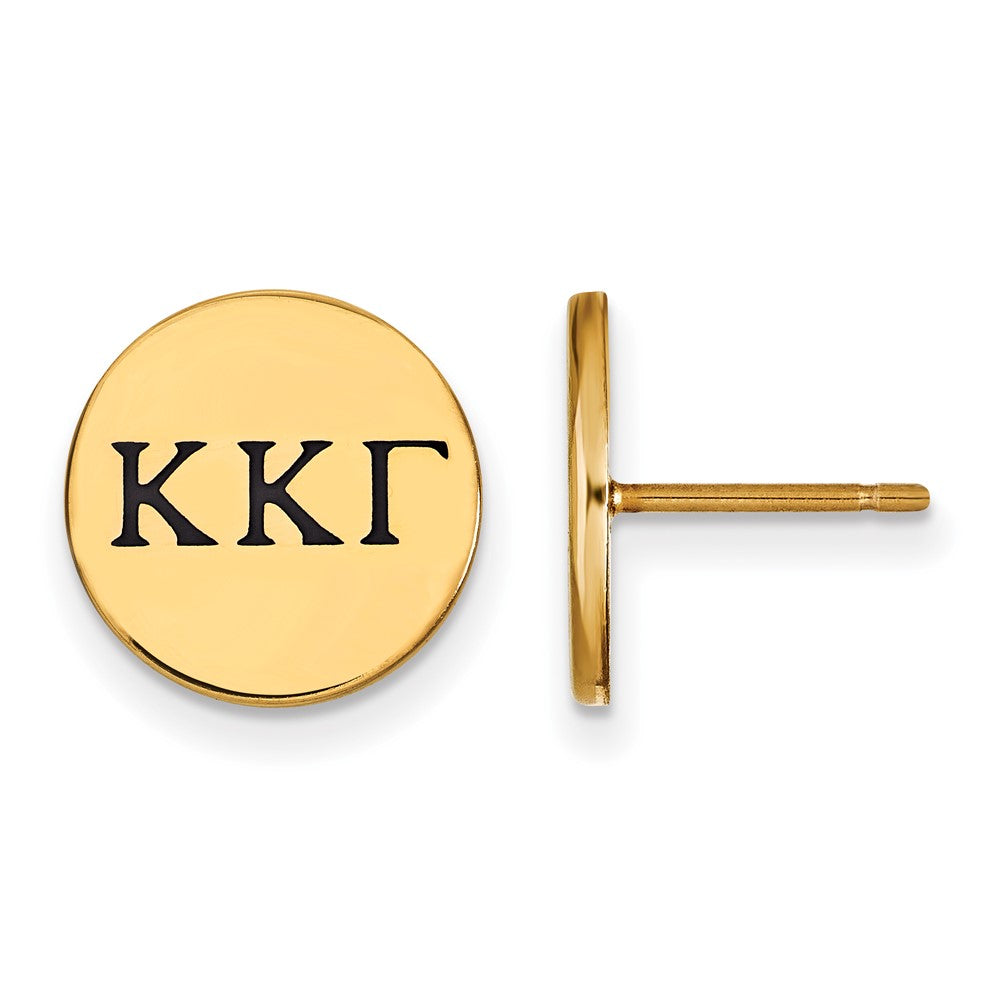 Sterling Silver Gold-plated LogoArt Kappa Kappa Gamma Sorority Greek Letters Black Enamel Post Earrings