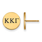 Sterling Silver Gold-plated LogoArt Kappa Kappa Gamma Sorority Greek Letters Black Enamel Post Earrings