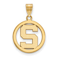 Sterling Silver Gold-plated LogoArt Michigan State University Letter S Small Circle Pendant