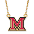 Sterling Silver Gold-plated LogoArt Miami University Ohio Letter M Large Enameled Pendant 18 inch Necklace