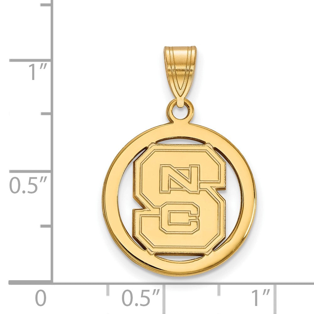 Sterling Silver Gold-plated LogoArt North Carolina State University N-C-S Small Circle Pendant