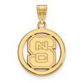 Sterling Silver Gold-plated LogoArt North Carolina State University N-C-S Small Circle Pendant