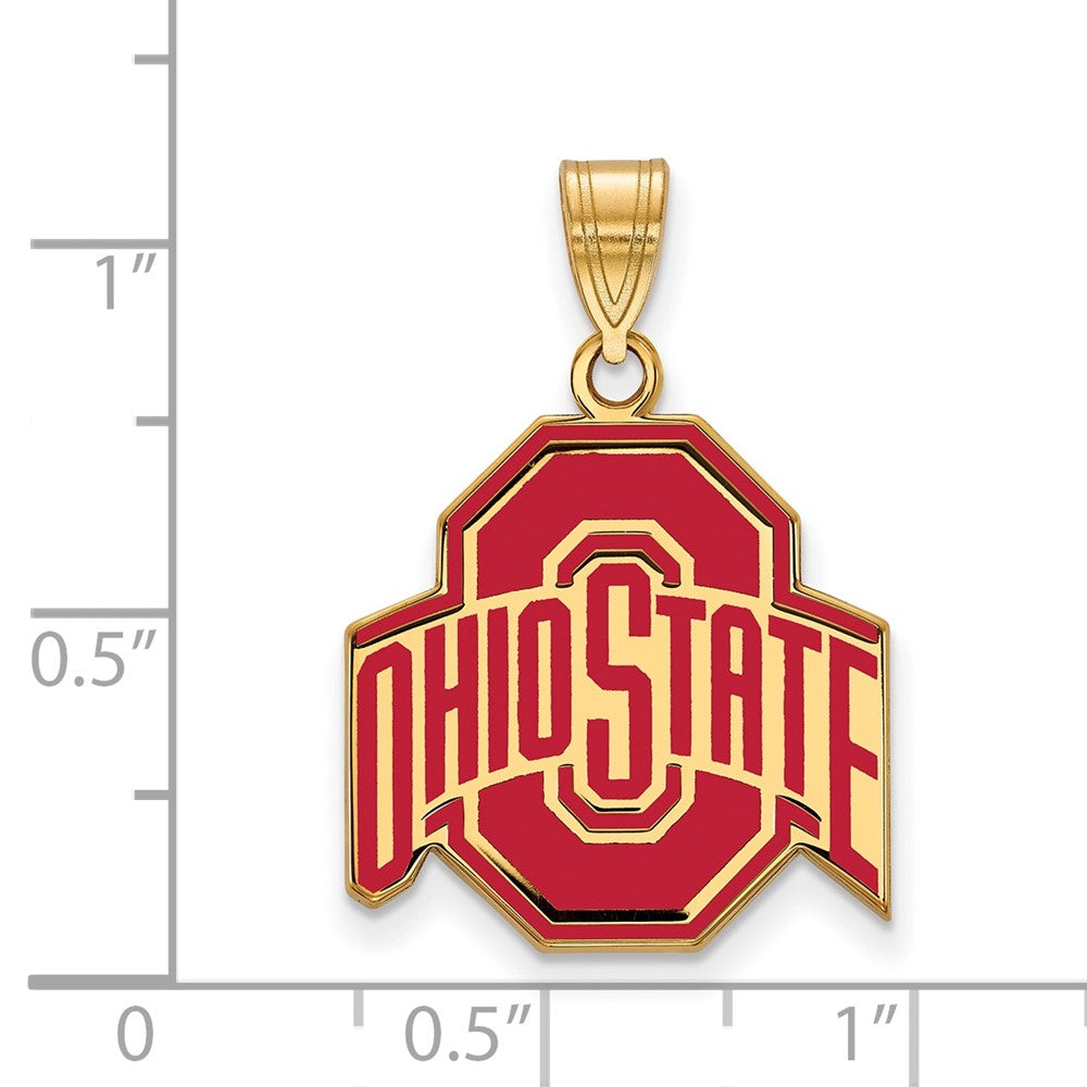 Sterling Silver Gold-plated LogoArt The Ohio State University Large Enameled Pendant