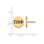 Sterling Silver Gold-plated LogoArt Pi Beta Phi Sorority Greek Letters Black Enamel Post Earrings
