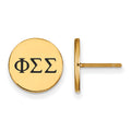 Sterling Silver Gold-plated LogoArt Phi Sigma Sigma Sorority Greek Letters Black Enamel Post Earrings