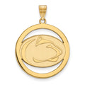 Sterling Silver Gold-plated LogoArt Penn State University Lion Extra Large Circle Pendant
