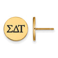 Sterling Silver Gold-plated LogoArt Sigma Delta Tau Sorority Greek Letters Black Enamel Post Earrings