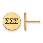 Sterling Silver Gold-plated LogoArt Sigma Sigma Sigma Sorority Greek Letters Black Enamel Post Earrings