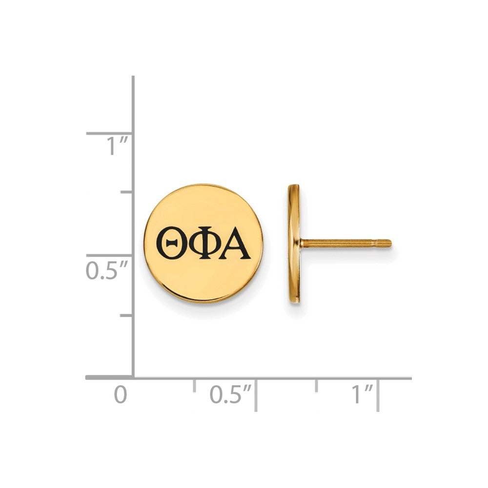Sterling Silver Gold-plated LogoArt Theta Phi Alpha Sorority Greek Letters Black Enamel Post Earrings