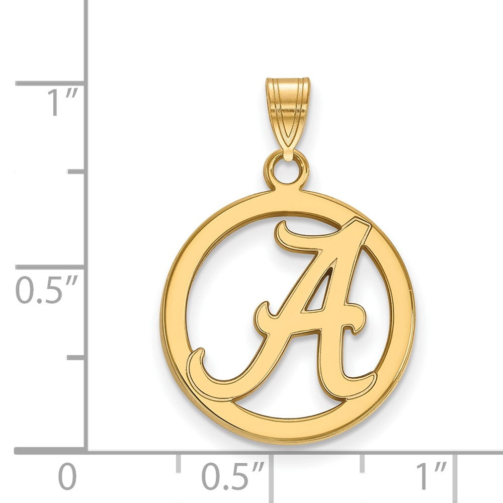 Sterling Silver Gold-plated LogoArt University of Alabama Medium Letter A Circle Pendant