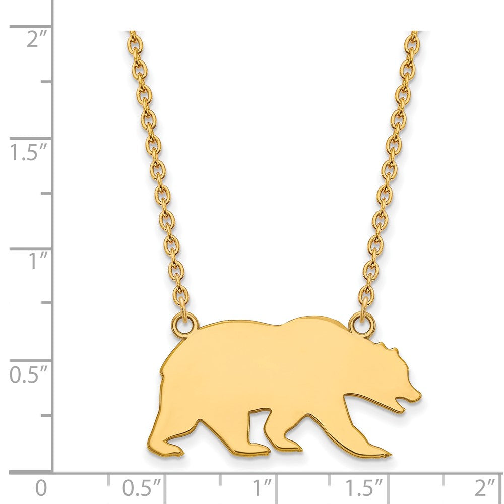 10k Gold LogoArt University of California Berkeley Bear Large Pendant 18 inch Necklace