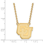 Sterling Silver Gold-plated LogoArt University of Colorado C-U Large Pendant 18 inch Necklace