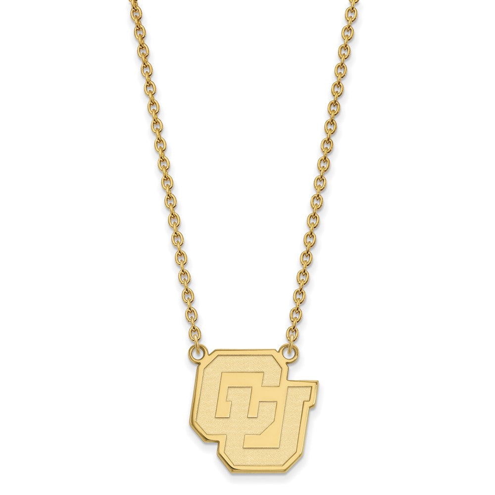 10k Gold LogoArt University of Colorado C-U Large Pendant 18 inch Necklace