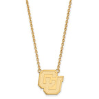 Sterling Silver Gold-plated LogoArt University of Colorado C-U Large Pendant 18 inch Necklace
