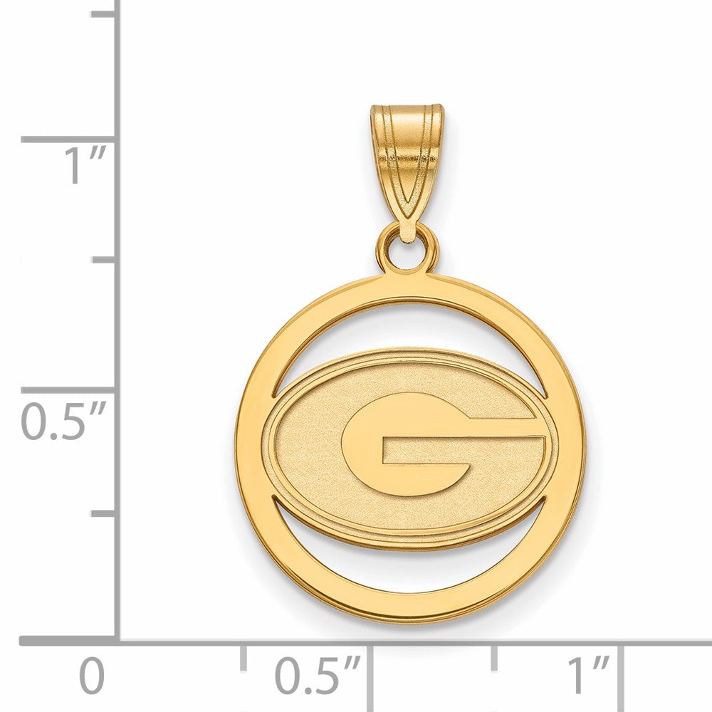 Sterling Silver Gold-plated LogoArt University of Georgia Letter G Small Circle Pendant