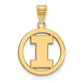 Sterling Silver Gold-plated LogoArt University of Illinois Letter I Medium Circle Pendant