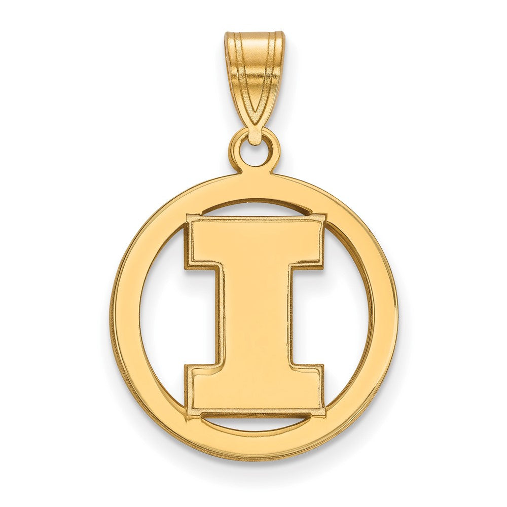 Sterling Silver Gold-plated LogoArt University of Illinois Letter I Medium Circle Pendant