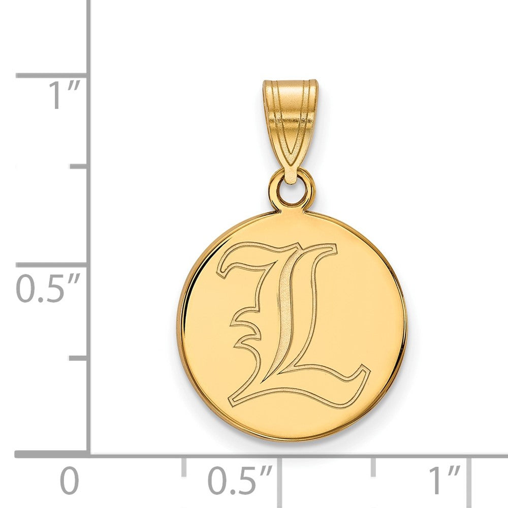 10k Gold LogoArt University of Louisville Letter L Medium Disc Pendant
