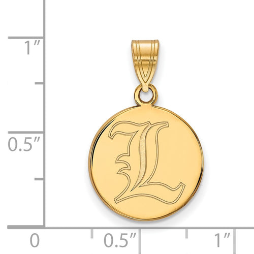 10k Gold LogoArt University of Louisville Letter L Medium Disc Pendant