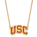 Sterling Silver Gold-plated University of Southern California U-S-C Large Enameled Pendant 18 inch Necklace