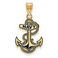 Sterling Silver Gold-plated LogoArt US Naval Academy Anchor Large Enameled Pendant