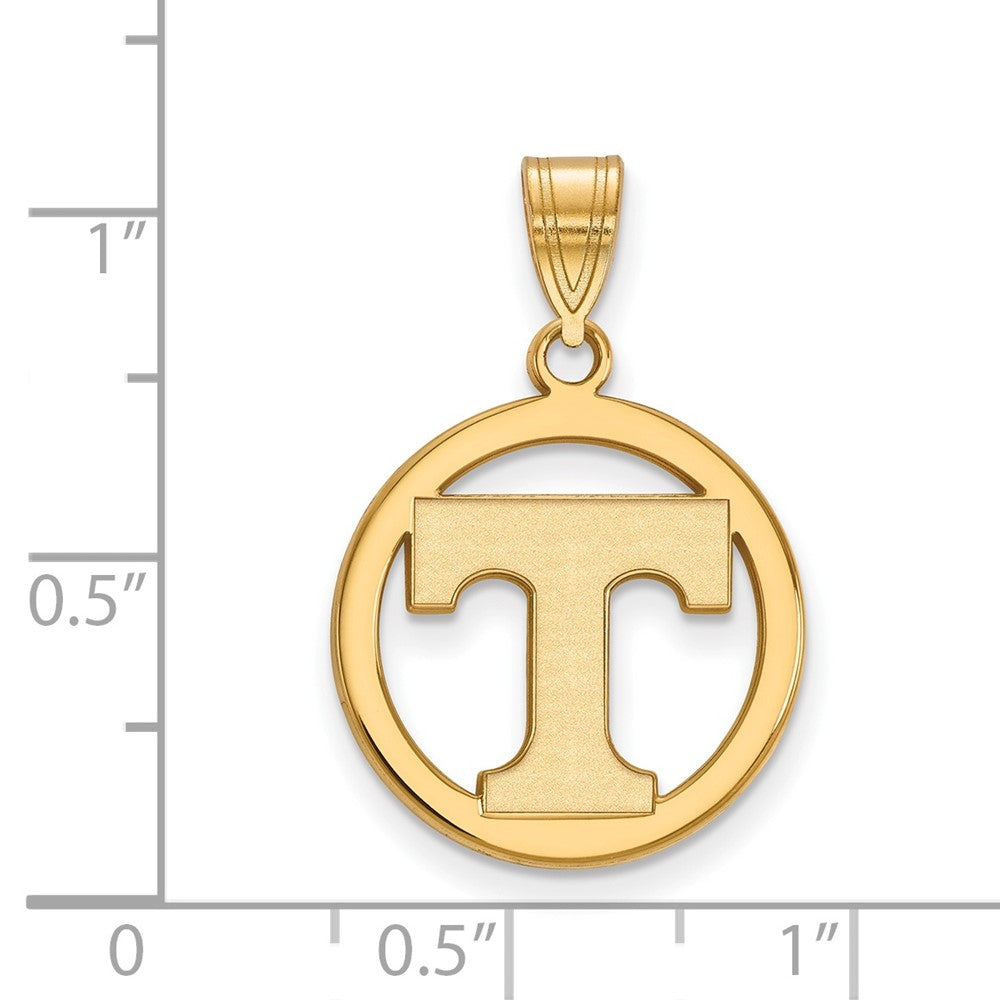 Sterling Silver Gold-plated LogoArt University of Tennessee Letter T Medium Circle Pendant