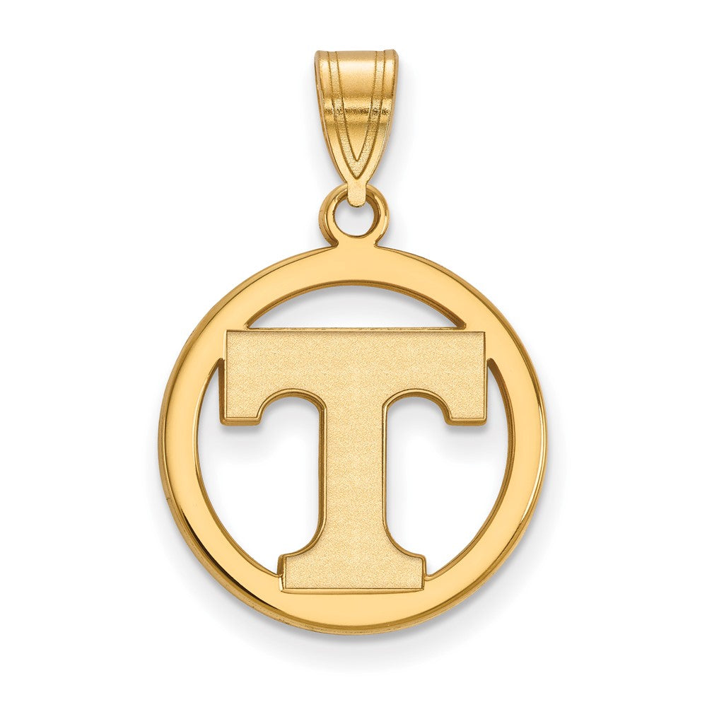 Sterling Silver Gold-plated LogoArt University of Tennessee Letter T Medium Circle Pendant