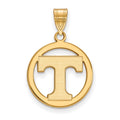 Sterling Silver Gold-plated LogoArt University of Tennessee Letter T Medium Circle Pendant