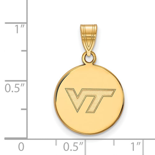 10k Gold LogoArt Virginia Tech V-T Medium Disc Pendant