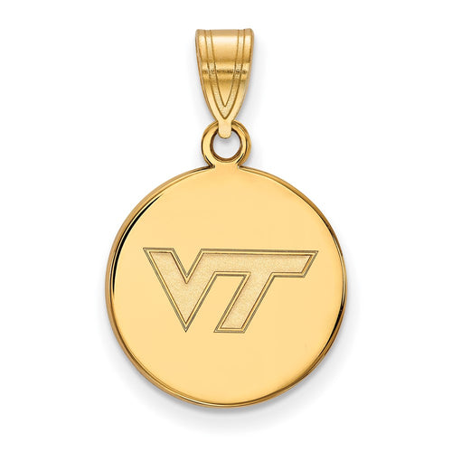 10k Gold LogoArt Virginia Tech V-T Medium Disc Pendant
