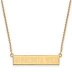 Sterling Silver Gold-plated NHL LogoArt Minnesota Wild Small Bar 18 inch Necklace
