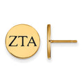 Sterling Silver Gold-plated LogoArt Zeta Tau Alpha Sorority Greek Letters Black Enamel Post Earrings