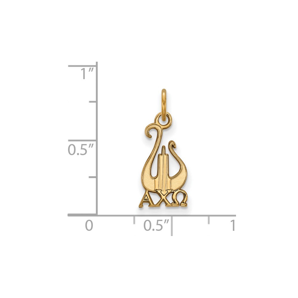 Sterling Silver Gold-plated LogoArt Alpha Chi Omega Sorority Symbol Small Pendant