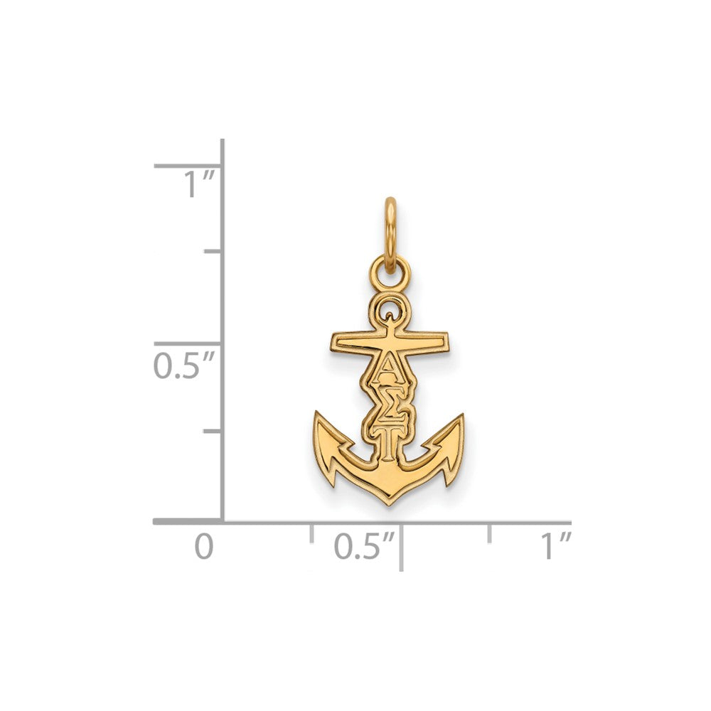 Sterling Silver Gold-plated LogoArt Alpha Sigma Tau Sorority Symbol Extra Small Pendant