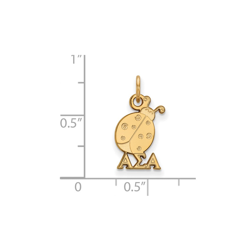 Sterling Silver Gold-plated LogoArt Alpha Sigma Alpha Sorority Symbol Extra Small Pendant