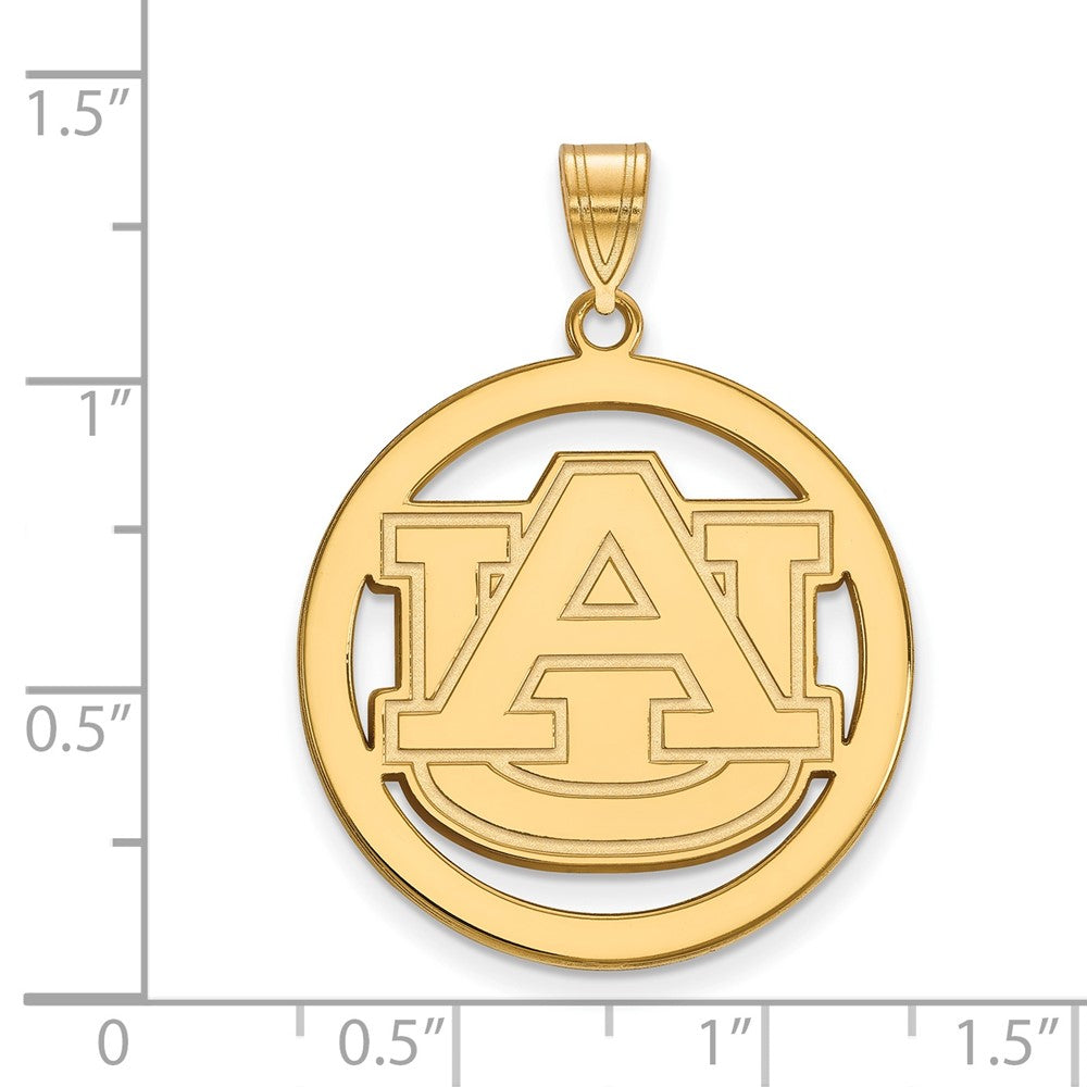 Sterling Silver Gold-plated LogoArt Auburn University Extra Large Circle Pendant