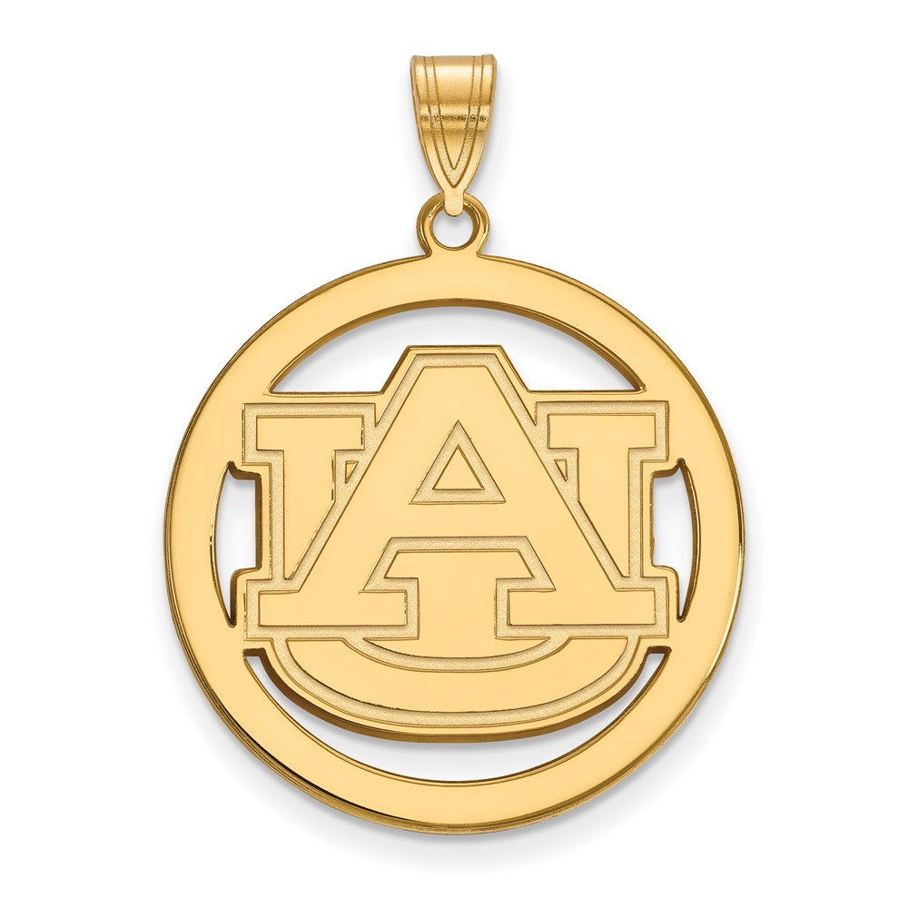 Sterling Silver Gold-plated LogoArt Auburn University Extra Large Circle Pendant