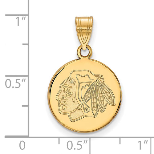 10k Gold NHL LogoArt Chicago Blackhawks Medium Disc Pendant