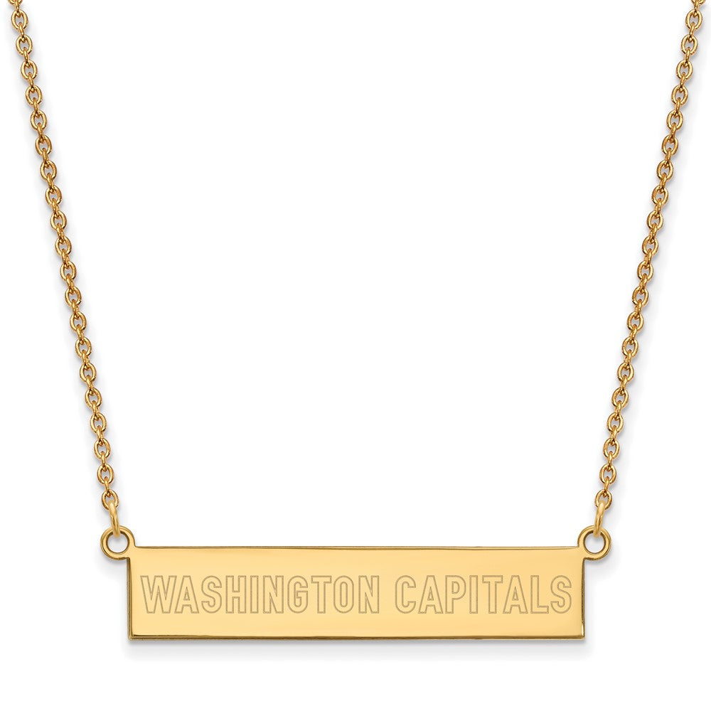 Sterling Silver Gold-plated NHL LogoArt Washington Capitals Small Bar 18 inch Necklace