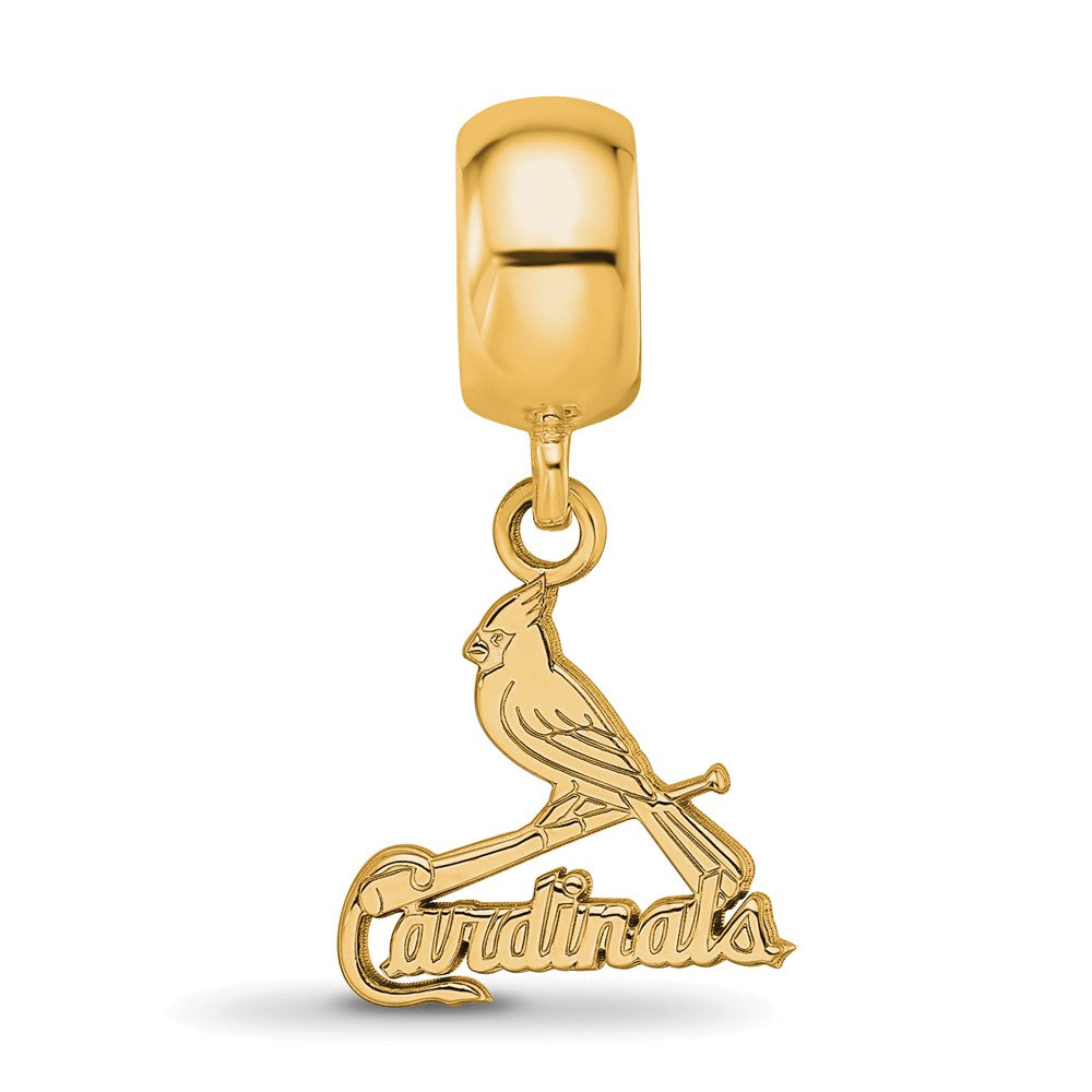 Sterling Silver Gold Plated Major League Baseball LogoArt St. Louis Cardinals Bird Dangle Bead