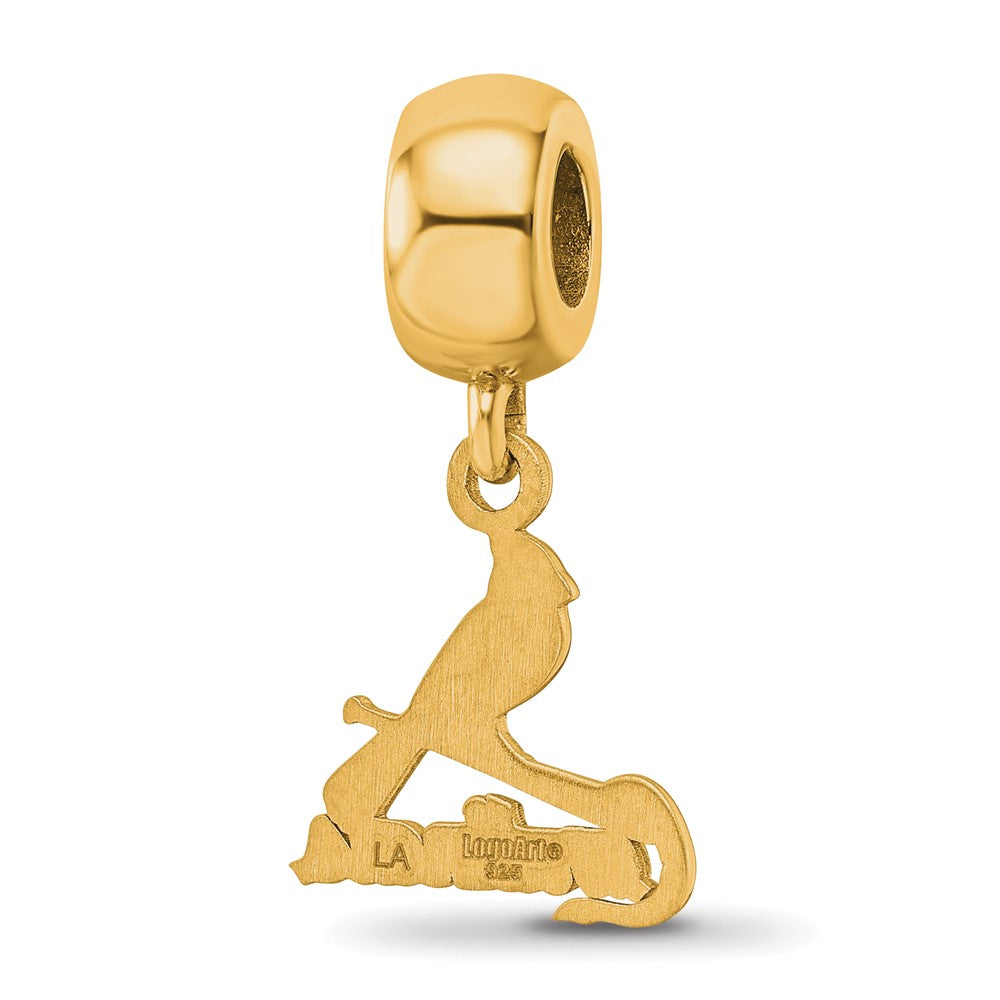 Sterling Silver Gold Plated Major League Baseball LogoArt St. Louis Cardinals Bird Dangle Bead