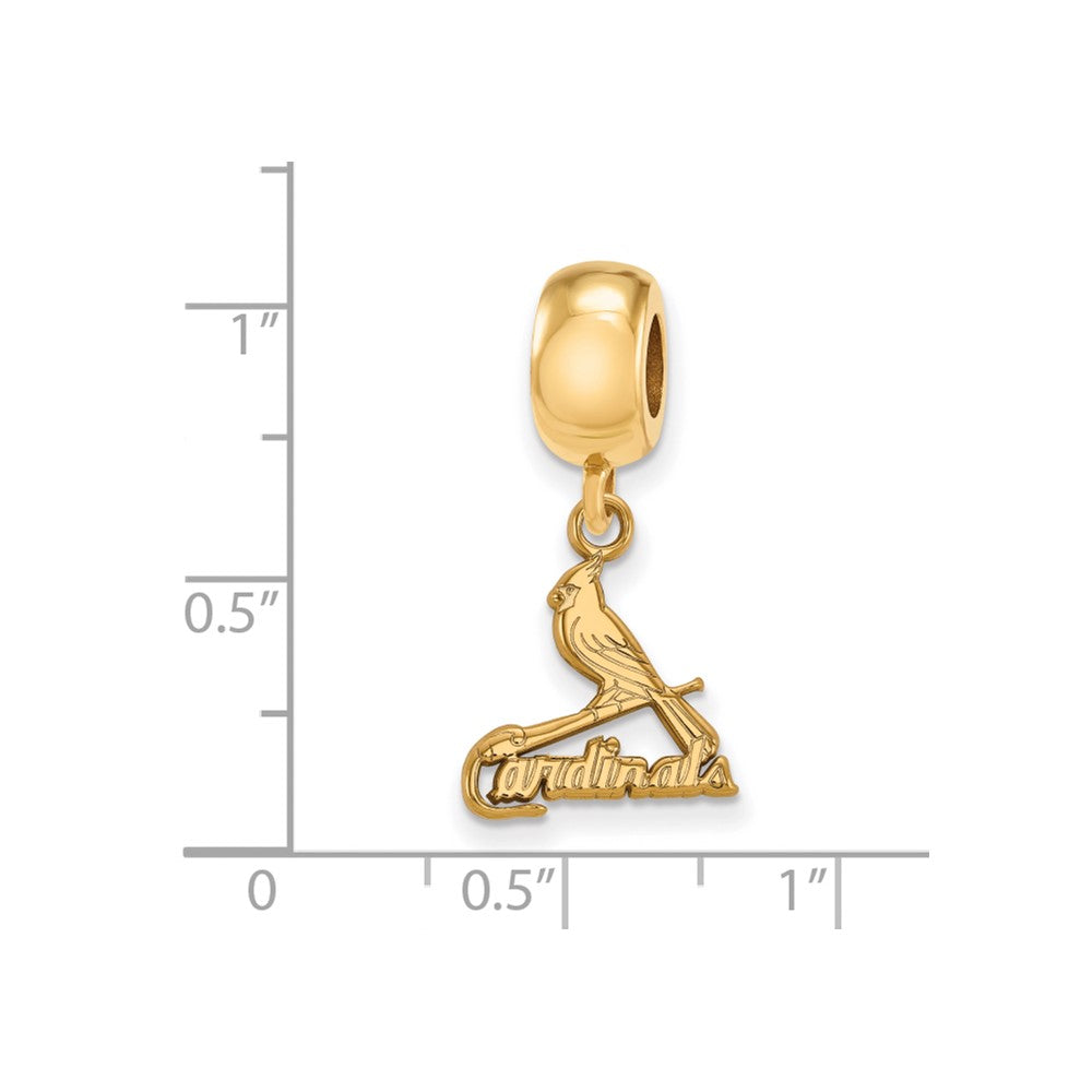 Sterling Silver Gold Plated Major League Baseball LogoArt St. Louis Cardinals Bird Dangle Bead