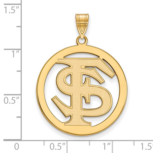 10k Gold LogoArt Florida State University F-S Extra Large Circle Pendant