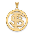 10k Gold LogoArt Florida State University F-S Extra Large Circle Pendant