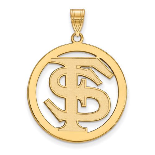 10k Gold LogoArt Florida State University F-S Extra Large Circle Pendant