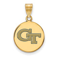 Sterling Silver Gold-plated LogoArt Georgia Institute of Technology G-T Medium Enameled Disc Pendant