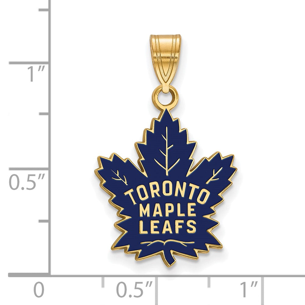 Sterling Silver Gold-plated NHL LogoArt Toronto Maple Leafs Large Enameled Pendant
